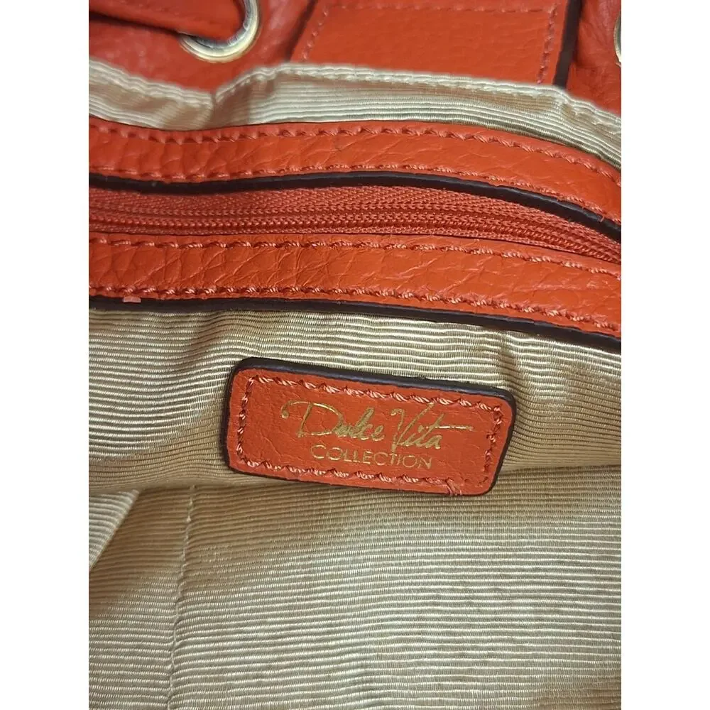 Dolce Vita Collection Womens Western Red Leather Backpack Bucket Purse W/Fringes